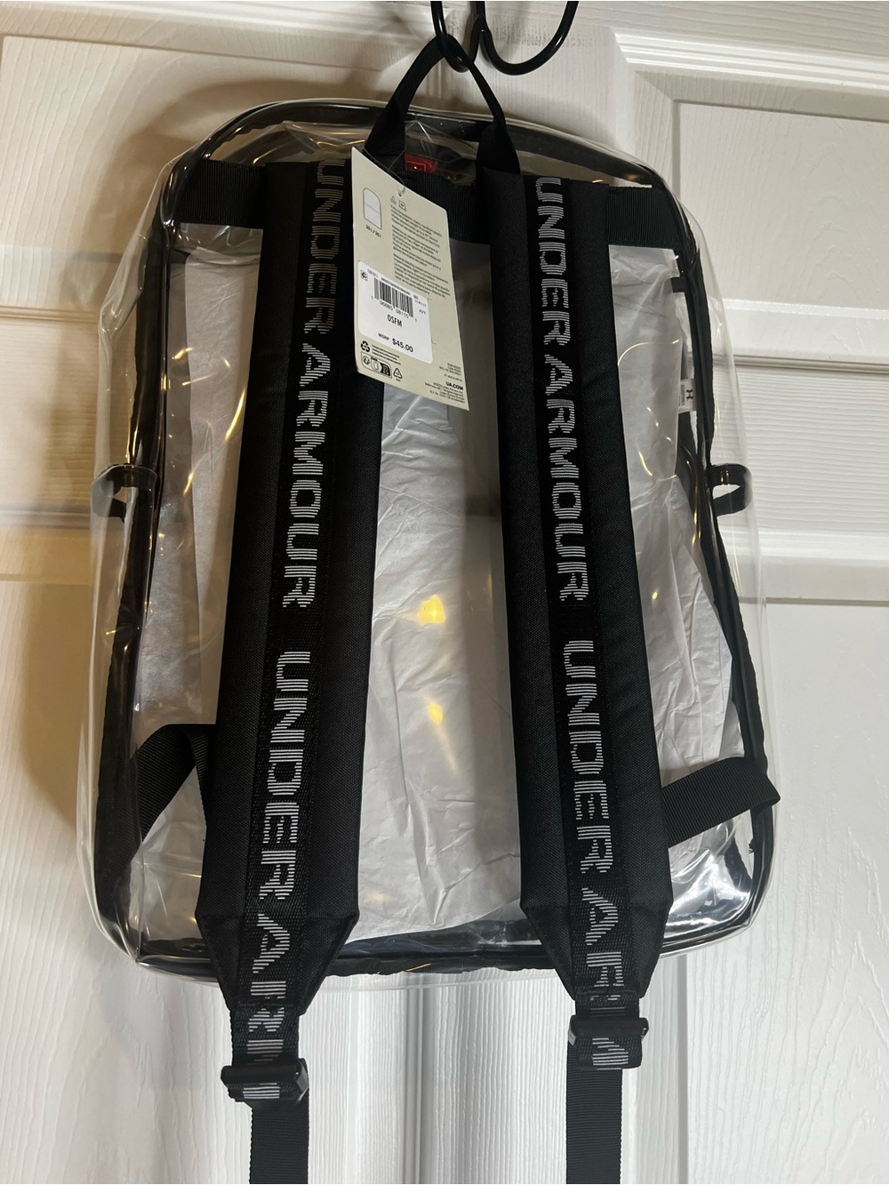 NWT Under Armour Clear PVC Backpack in Transparent/Black - Picture 3 of 6